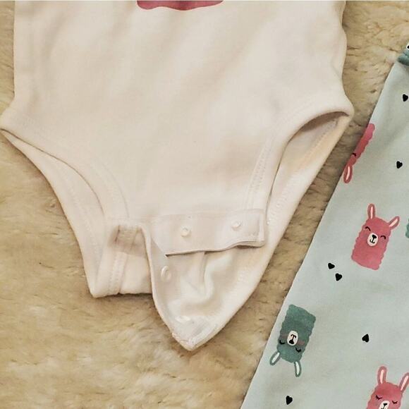 Pekkle Baby Onesie and Pants Llama Matching Set, 100% Cotton, Size 3 Months - Picture 5 of 5